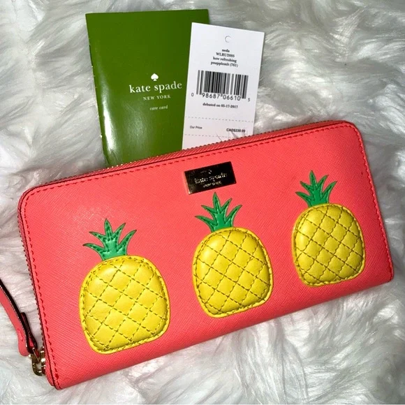 Kate Spade Coral Wallet with Pineapples RARE - Picture 8 of 8